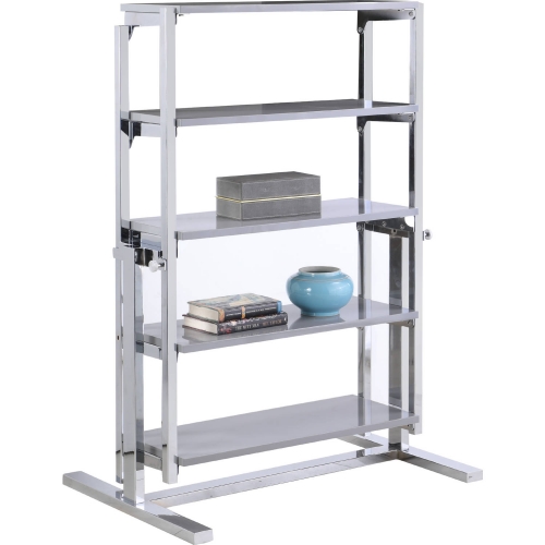 8473 32" Convertible Bookcase to Dining Table in Gloss Gray & Chrome